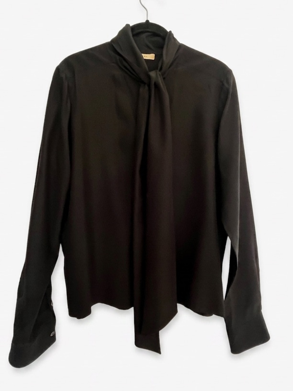 Phoebe Philo CELINE Black Bow-Silk Tie Blouse